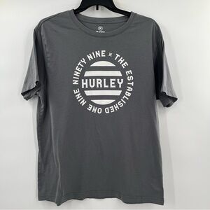 Hurley Men's T-Shirt Dark Gray Size XL Short Sleeve The Established 1999 Logo